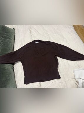 Madewell Dark Brown Cashmere V-Neck Sweater